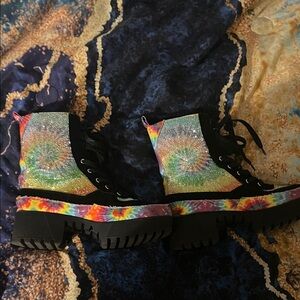 Colorful Tie-Dye Combat Boots